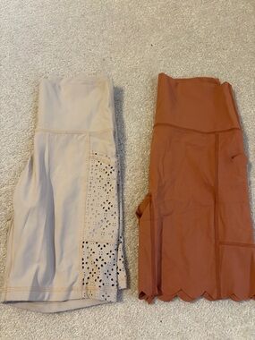 2/15$ Women’s High-Waist Bike Shorts - Cream and Rust
